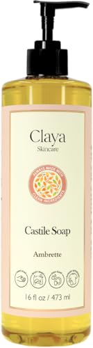 Image of Claya Ambrette Liquid Castile Soap - Organic Ingredients, Biodegradable, Gentle for Sensitive Skin and Versatile Use (16 fl oz (Pump Cap))