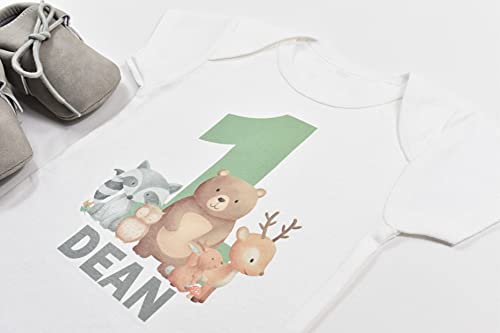 Woodland Birthday Bodysuit or T-Shirt, Personalized First Birthday Outfit for Baby Boy or Girl, One Shirt4