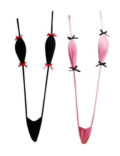 Satz von 2 Damen Sling Shots Bikini V-Ausschnitt Extreme Micro Monokini Badeanzug EIN Stück Bademode Dessous (DE/NL/SE/PL, Alphanumerisch,...