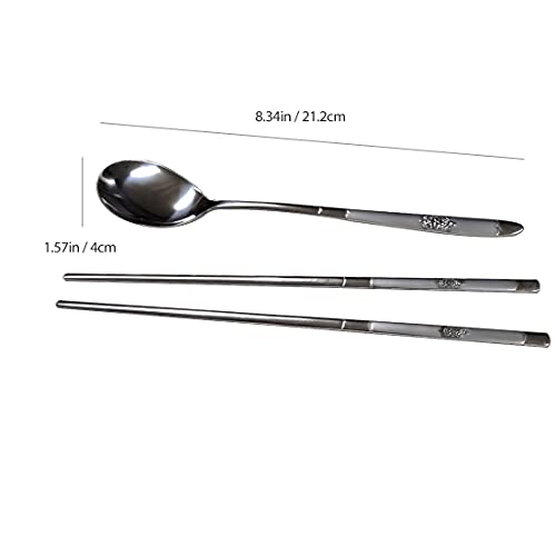 GARASANI Korean Traditional Cutlery Stainless Steel Spoons and Chopsticks Set (Silver Turtle) - Image 4