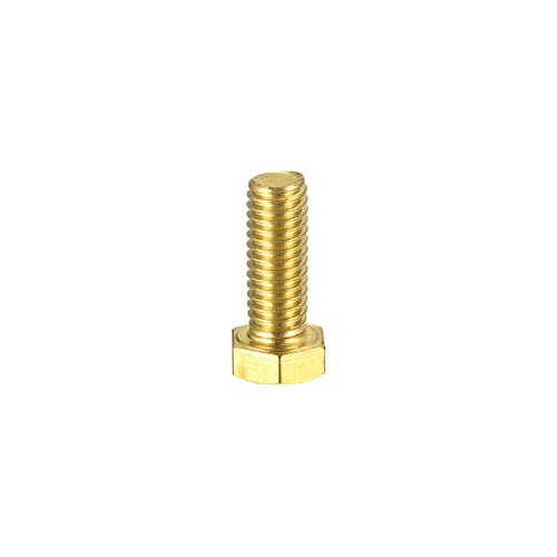 Image of uxcell Brass Hex Bolts, 3 /8-16x1 1pcs Fully Thread Grade 4.8 Solid Brass Hexagon Head Bolt Machine Screws for Machinery