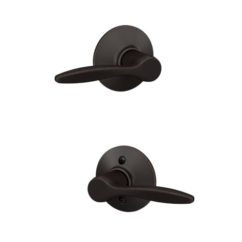 Image of Schlage Delfayo Hall /Closet Passage Door Handle, Reversible, Aged Bronze | Hall or closet lever door handle with no lock, Easy to install, Certified durability, Universal fit