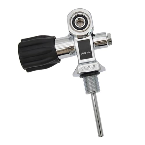 Kalokairi Buceo para válvula de tanque – Válvula cilíndrica de latón de 250 bar con DIN+ para yugo para interfaz de doble propósito, plata (rosca de 18 x 1,5 mm)