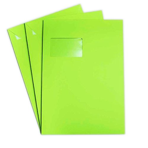 100 Versandtaschen DIN C4 Gras Grün 120 g/m² - 229 x 324 mm 22,9 x 32,4 cm - selbstklebend mit Abziehstreifen - mit Fenster