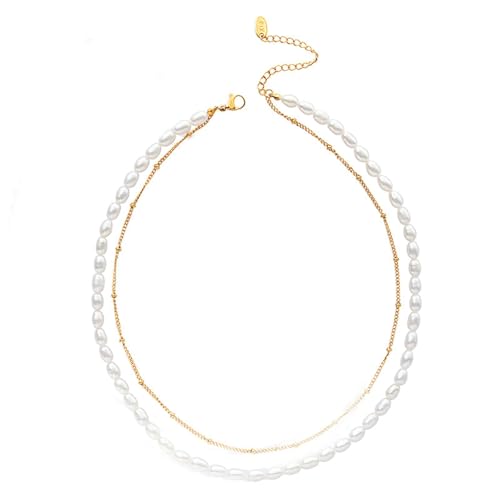 Collier perle blanche double couche acier pour illuminer vos tenues de bureau et de soirée