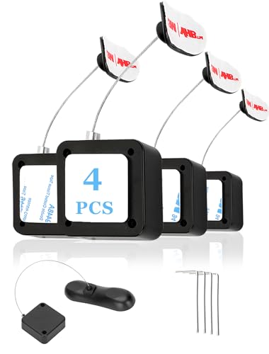 4Pack Remote Control Tether, 6.5 Ft Remote Control Leash, Retractable Safety Lock with Adjustable Lock Strap for TV Remotes, Game Controllers, and Tablets - Perfect for Showrooms