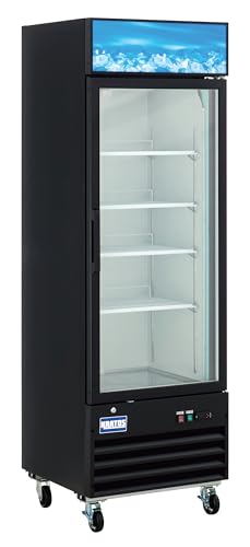 Kratos Commercial Display Freezer, 27" Wide One Glass Door Merchandising Freezer, Black, Mobile, 13 Cubic Ft, LED Lighting, 115V (67K-216)