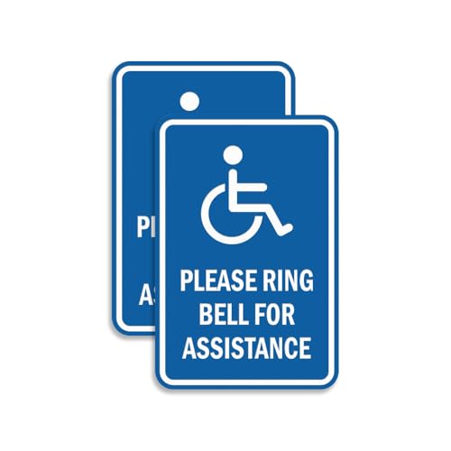 Panneau Please Ring Bell For Assistance bleu rond Signs ByLITA lot de 2