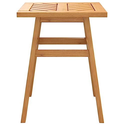 Mesa auxiliar exterior de madera de acacia duradera con patrón de espiga 4