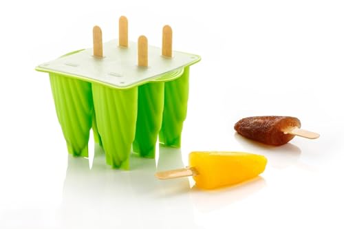 Image of BPA Free Ice Lolly and Kulfi Maker Set of 8 Reusable Popsicle Moulds Food Grade Plastic Ice Cream Popsicle Maker for Home Kitchen Multicolor (Green)
