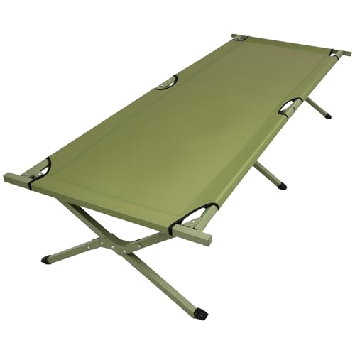 Sensch Military Camping Cot,Portable Folding Bed for Sleeping with Carry Bag,Outdoor Camping Bed for Adults Traveling,Hiking,Office Nap,Easy to Set up,Support 330 Lbs (Green)