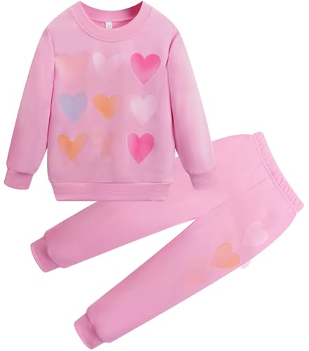 Image of Little Girls Outfits 2 Piece Toddler Long Sleeve Sweatshirt Leggings Pants Fall Winter Clothing Set 2-10 Years