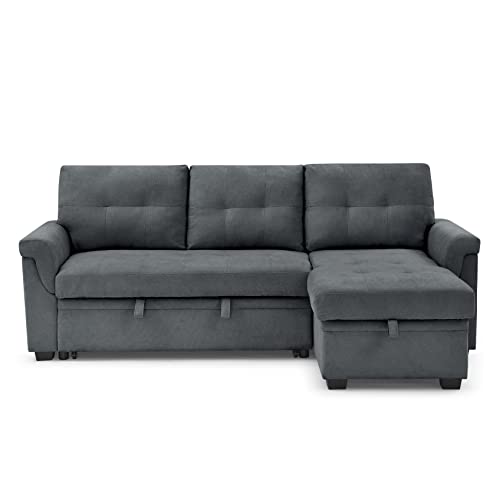 Uhome Upholstered Sleeper Sofa With Usb Ports Sectional Couch Reversible Sofabed, Full Xl, Gray #TOP2