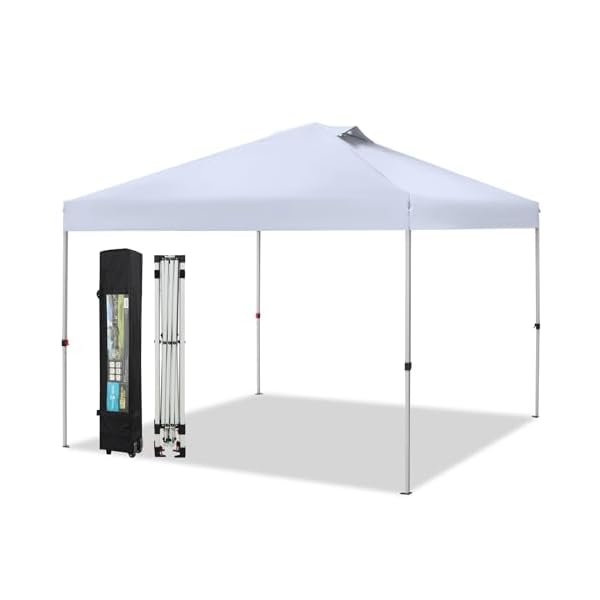 Canopy tent pop up 10×10 ft outdoor patio portable commercial canopies shelter heavy duty straight legs with roller bag 8 stakes 4 guy ropes upf50 white sophia william  urban country home decor