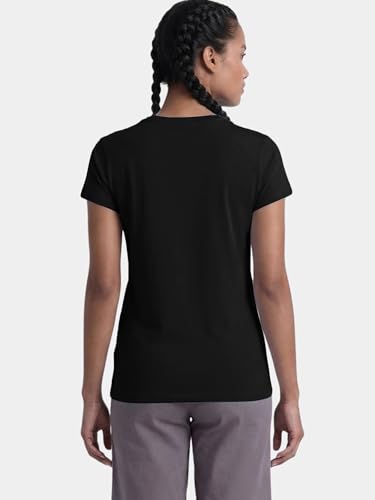 Image of Enamor Short Sleeve Crew Neck Regular Length Basic Crew T-Shirt for Women - Slim Fit, Soft and Breathable Stretch Cotton - E047