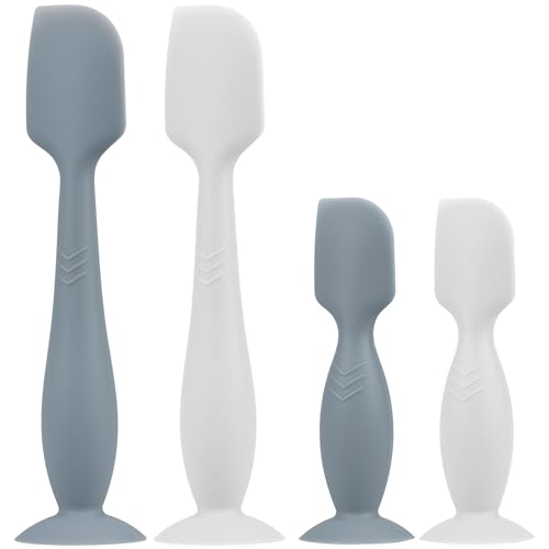 Image of Baby Butt Paste Spatula - 4 Pack Diaper Cream Spatula Applicator Silicone Baby Butt Paste Spatula for Babies, Newborn, 2 x Large Size, 2 x Small Size (White/Cloud)