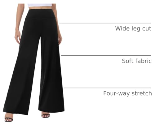 Image of ZOOSIXX Wide Leg Palazzo Pants for Women - High Waist Casual Beach Lounge Pants Loose Flowy Pants Stretchy Trousers