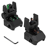 NIRIAHO Fiber Optic Sights Flip Up Front and Rear Sites with Green and Red Fiber Optics Dots, Tool-Free Adjustment Front and Rear Backup Sight (Red+Green)