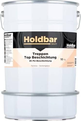 Holdbar Treppen Top Beschichtung Seidenglanz 10 kg - Treppenlack - Transparent - 2 komponenten Deckbeschichtung - Abriebfest - Innen- und Außeneinsatz - Auf Holz und Beton Holdbar Treppen Top Beschichtung Seidenglanz 10 kg - Treppenlack - Transparent - 2 komponenten Deckbeschichtung - Abriebfest - Innen- und Außeneinsatz - Auf Holz und Beton