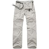 Mens Hiking Pants Quick Dry Lightweight Fishing Pants Convertible Zip Off Cargo Work Pants Trousers #6055,Apricot,29