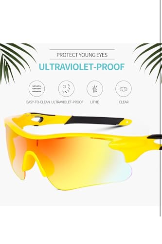 Image of Sports Sunglasses for Men & Women | UV400 Protective Shield Lens | Lightweight Cycling, Running, Driving, Cricket, Fishing & Outdoor Wraparound Sunglasses