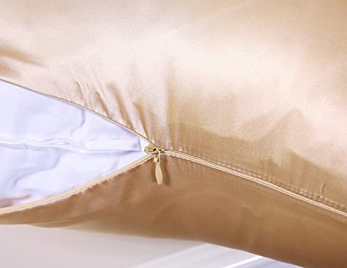 Silky Luxury Satin Pillow Case for Hair & Facial Skin to prevent wrinkles Hidden Zipper (Champagne, Standard(50x75cm) 2 Pk) - Image 4