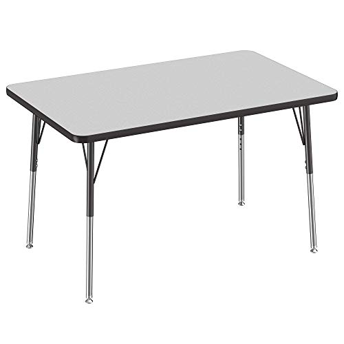 FDP 30" x 48" Rectangle Table with Swivel Glide Legs - Gray/Black