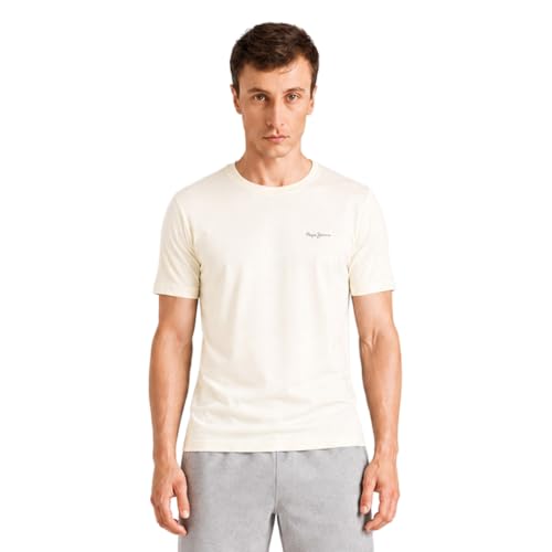 Image of Pepe Jeans Men's Solid 100% Cotton Regular Fit T-Shirt | Classic Everyday Basic Tee for Casual Soft Breathable Cotton Fabric | Round Neck | Short Sleeves | Comfortable All-Day Wear