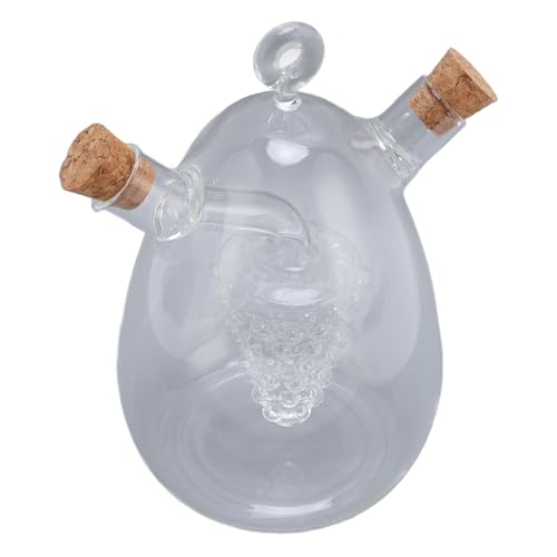 Luqeeg Botella Dispensadora de Aceite de Oliva de Vidrio 2 en 1, 2 en 1 de Aceite y Vinagre Cruet Transparente Doble Recipiente de Cocina con Tapones de Corcho para Cocinar Ensalada y