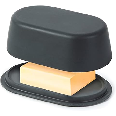 Grey Bamboo Butter Dish with Lid - Dishwasher Safe Cover