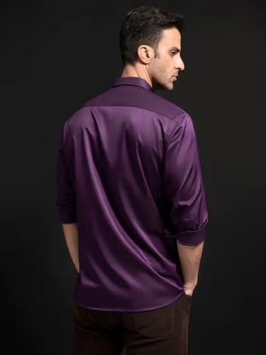 Image of IndoPrimo Men's Stylish Solid Satin Casual Shirt for Men Full Sleeve