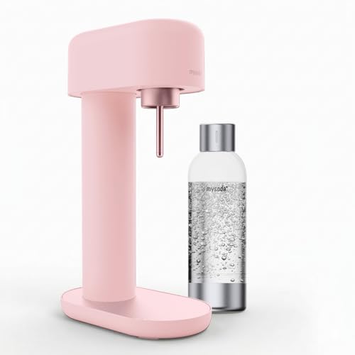 Mysoda Ruby 2 - Machine à eau pétillante design avec une bouteille d'eau en PET (sans cylindre de CO2) - Rose