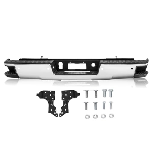 TUSDAR Rear Bumper Replacement For 2014-2018 Chevy Silverado GMC Sierra 1500 Pickup Fleetside Back Bumper Assembly With Sensor Hole Chrome