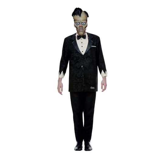 Smiffys Disfraz de Lurch, de Addams Family, Negro, con parte de arriba, pantalón e careta Halloween