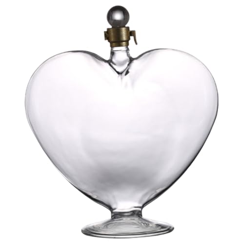 Decanter per whisky, decanter per tequila in vetro borosilicato alto da 500 ml con tappo, bottiglia di liquore trasparente a forma di cuore per San Valentino, feste, banchetti, matrimoni