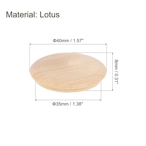 Image of uxcell 30Pcs Wood Button Plugs, 35mm /1.38 inch Hardwood Screw Hole Plug Mushroom Wooden Caps Buttons Wood Plug for Furniture Woodworking Craft Decor (40mm x 35mm)