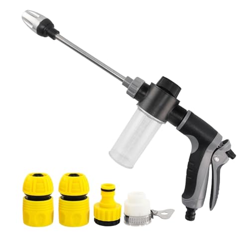 High Pressure Hose Nozzle - Portable Compact ABS Aluminum Alloy Cleaning Tool | Multifunction Adjustable Spray Patterns with Con