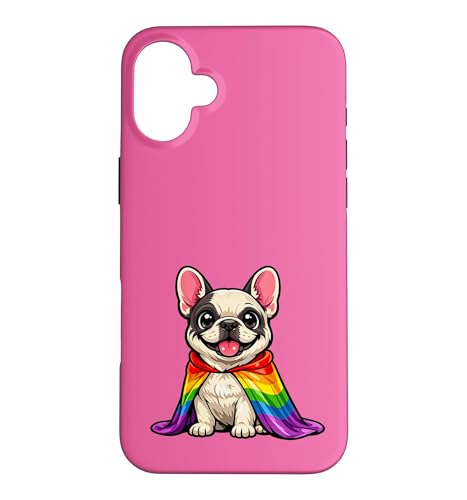 LGBTQ+ Frenchie ���킢���t�����`�u���h�b�O�̎q�� �v���C�h �h�b�O ���C���{�[�P�[�v �X�}�z�P�[�X iPhone 16 Plus �p