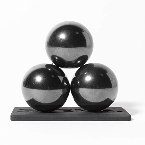Speks Super Gunmetal Set of 3 (33mm) Magnetic Balls - Sculptural Fun Stress Relief Desk Toy and Base for Adults