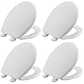 Mayfair Caswell Modern Slow Close Toilet Seat, Easy Clean Hinges and Durable Plastic Seat, Made in USA, Round, White, 4-Pack