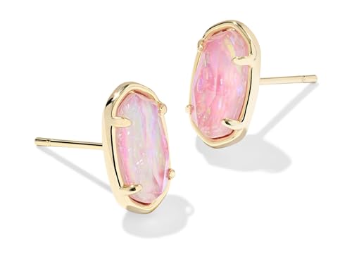 Kendra Scott, Womens, Grayson Stone Stud Earrings, Gold Pink Iridescent Mother Of Pearl, One Size