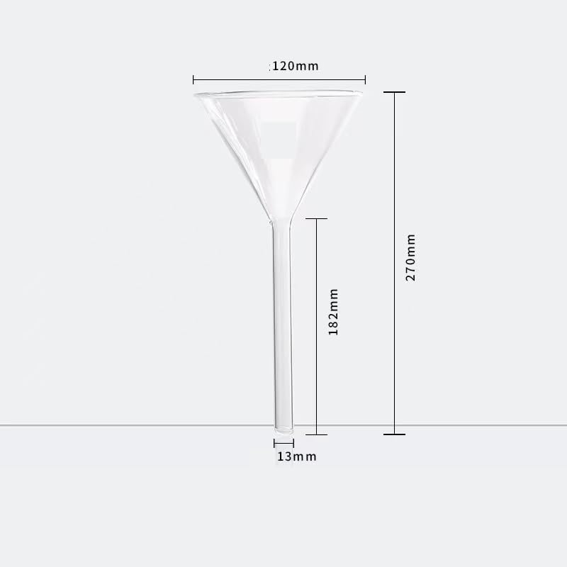 50mm to 150mm Borosilicate Glass Long Stem Triangle Funnel - Lab Educational Tool(120mm 1pc)