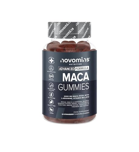 Maca Negra Peruana 2000mg - 60 Gominolas - con Raíz de Maca, L-Arginina, Vitamina B12 y B6 - Negra...