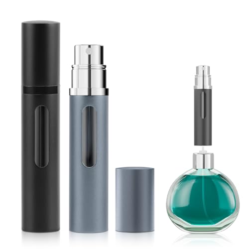 Aischens 2pcs 8ml Atomizador Perfume Recargable con Ventana, Mini Botella Rociadora Portátil, Perfumador Dispensador, Pulverizador Perfume Viaje para Recargar Todo Tipo de Perfumes/Colonia
