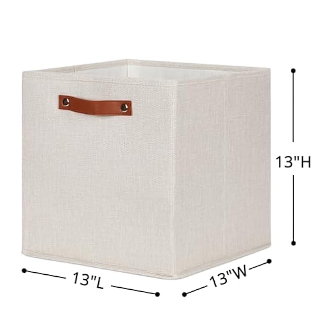 HNZIGE Large Storage Baskets Set of 4 Collapsible Storage Baskets,13x13 Storage Cube Bins with Handles,Foldable Storage Cube Bins for Shelves(cream)