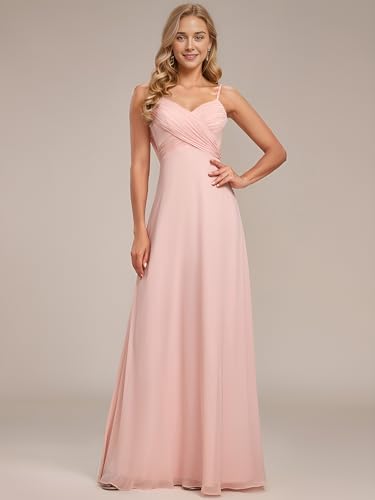 Image of Ever-Pretty Women's Summer Backless Spaghetti Strap Chiffon Bridesmaid Dresses Empire Waist Formal Wedding Guest Dress