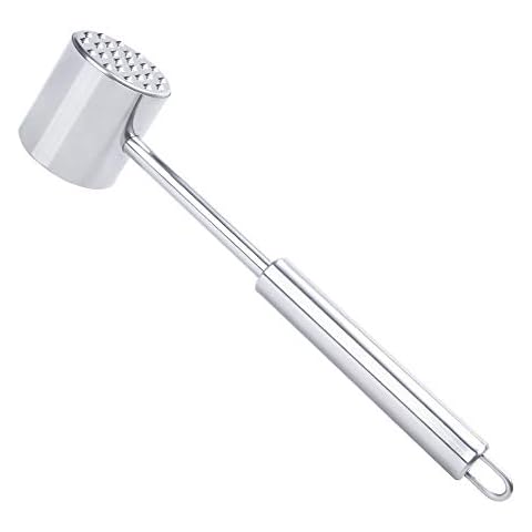 Meat Tenderiser Hammer Sturdy Stainless Steel Meat Mallet - Dual Sided Steak Hammer for Tenderizing Meat, Perfect Kitchen Tool - Dishwasher Safe Cover