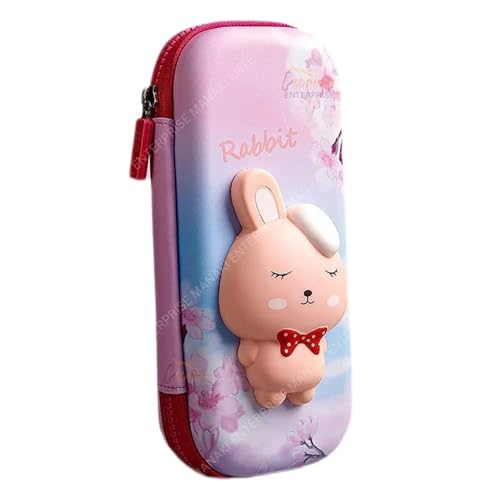 Image of Pencil Case, Cute Cartoon Pencil Pouch 3D Embossed Design Novelty Pencil for Case Gift for Students Kids (Rabbit Pink Small Pouch)