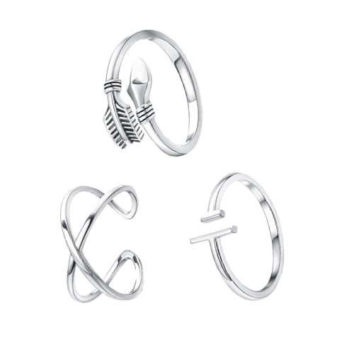 TOYANDONA Anillo Ajustable Abierto Sencillo para Dedo Set de 3 Piezas de Anillos Decorativos de Moda Diseño Minimalista para Uso Diario y Ocasiones Obsequios