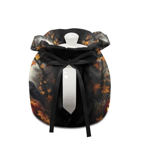 Image of Xoenoiee Black Cat Pumpkin Crow Print Tea Cozy Tea Pot Cover Insulation Tea Cosy Teapot Dust Cover Teapot Warmer for Home Kitchen Teapot Covers Halloween Decor